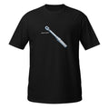 Black t-shirt with a logo and text on a white background, torque wrench, click