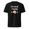 Black t-shirt with 'Wrench Daddy' text and graphic on a white background