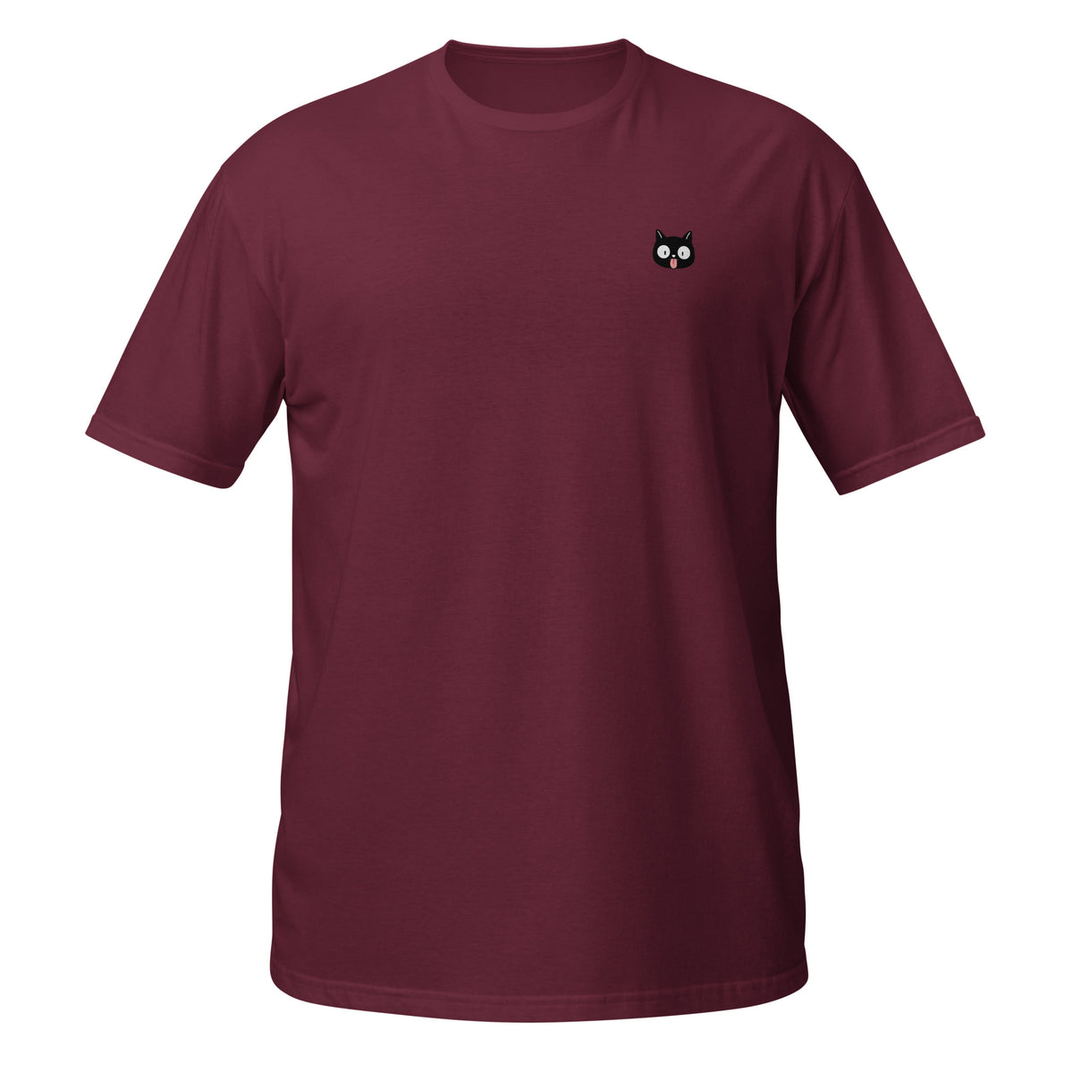 t-shirt with black cat with its tongue out